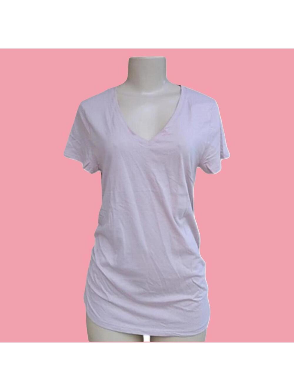 Lilac purple short sleeve V-neck maternity t-shirt